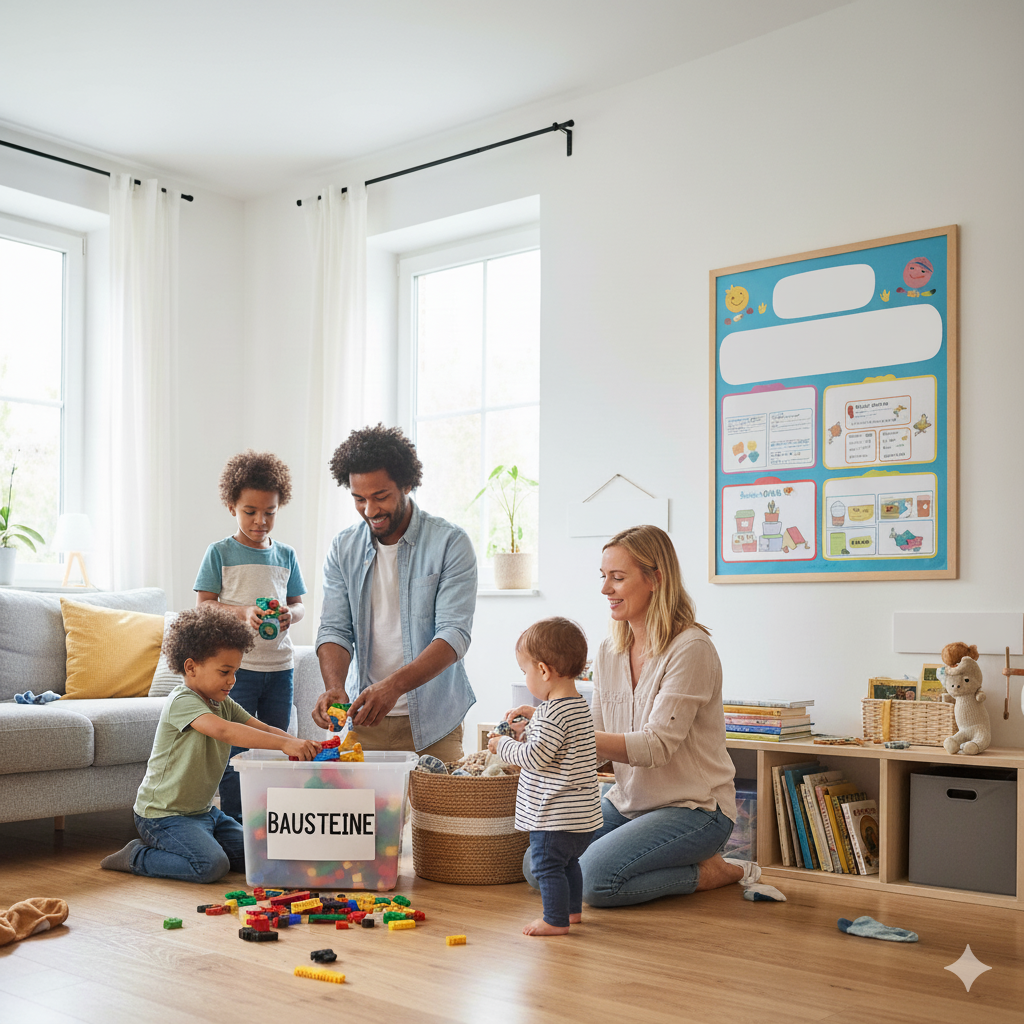 Ordnung halten mit Kindern: Realistische Strategien für chaotische Zeiten